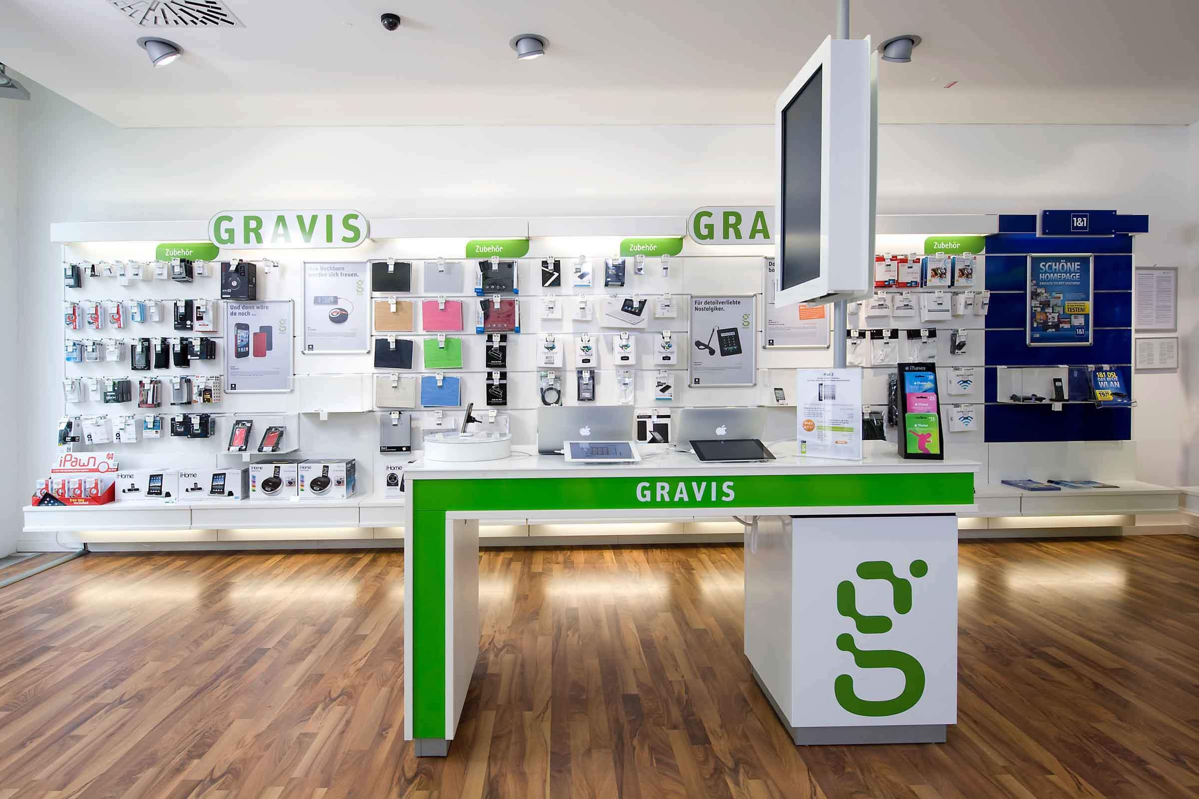 Verkaufsfläche in einem von Expomondo umgesetzten Gravis Shop Verkaufsfläche in einem von Expomondo umgesetzten Gravis Shop